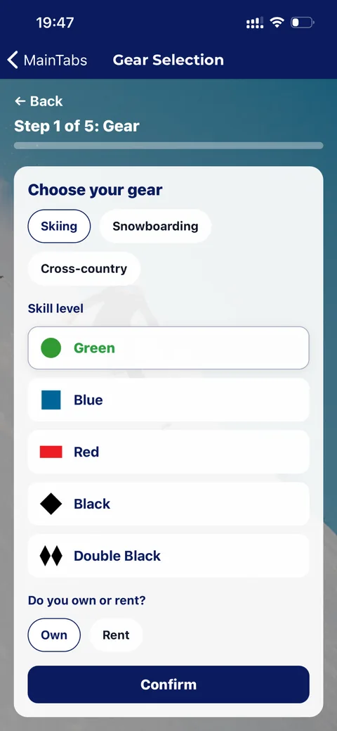 FrostLink gear and skill selection screen